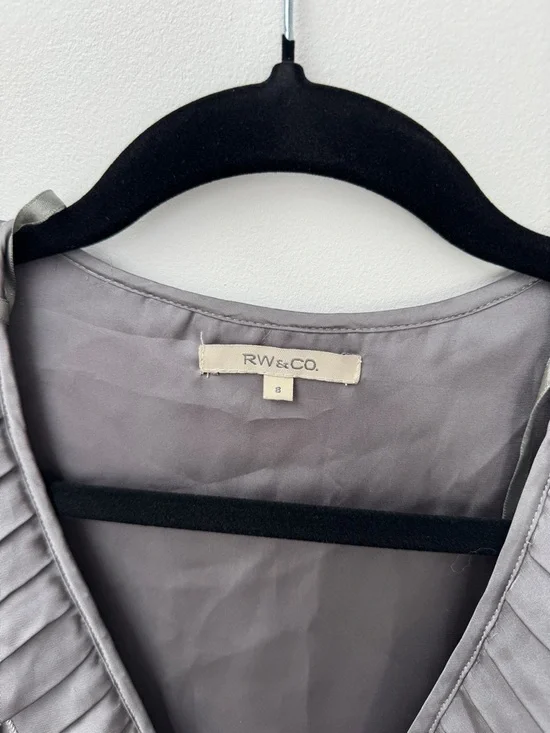 Gray Ruffle Wrap Dress - Picture 3 of 4